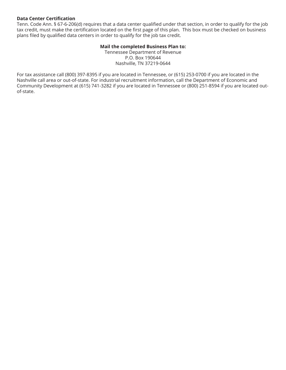 Form RV-F1308601 Job Tax Credit Business Plan - Tennessee, Page 4