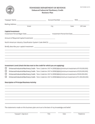 Document preview: Form RV-F1319301 Enhanced Industrial Machinery Credit Business Plan - Tennessee