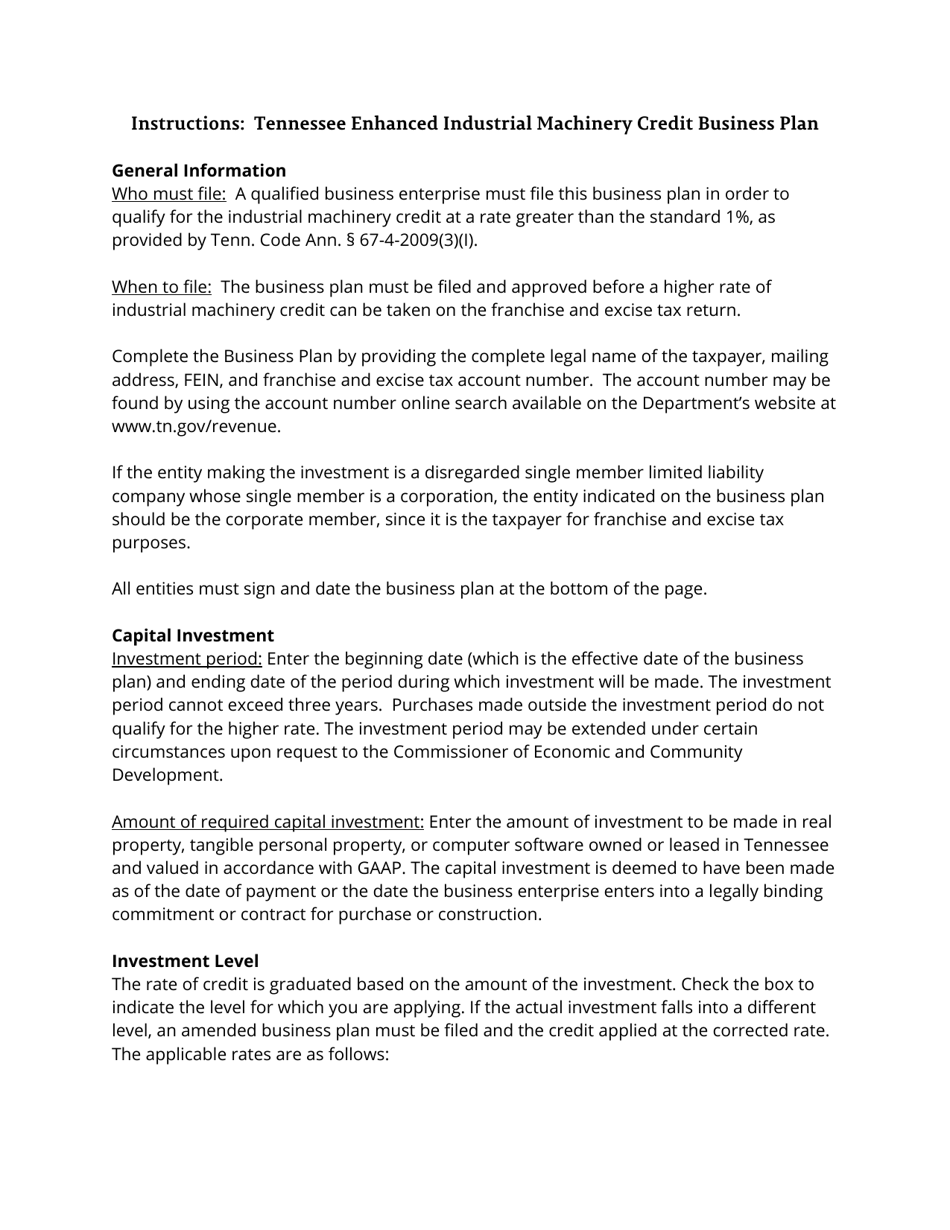 Form RV-F1319301 Enhanced Industrial Machinery Credit Business Plan - Tennessee, Page 2