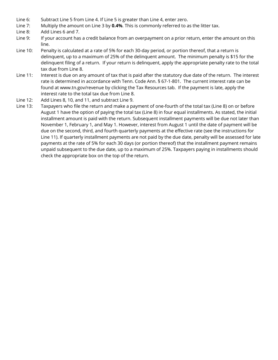 Form GRO200 (RV-R0003701) Gross Receipts Tax Return - Bottlers and Manufacturers of Soft Drinks - Tennessee, Page 3