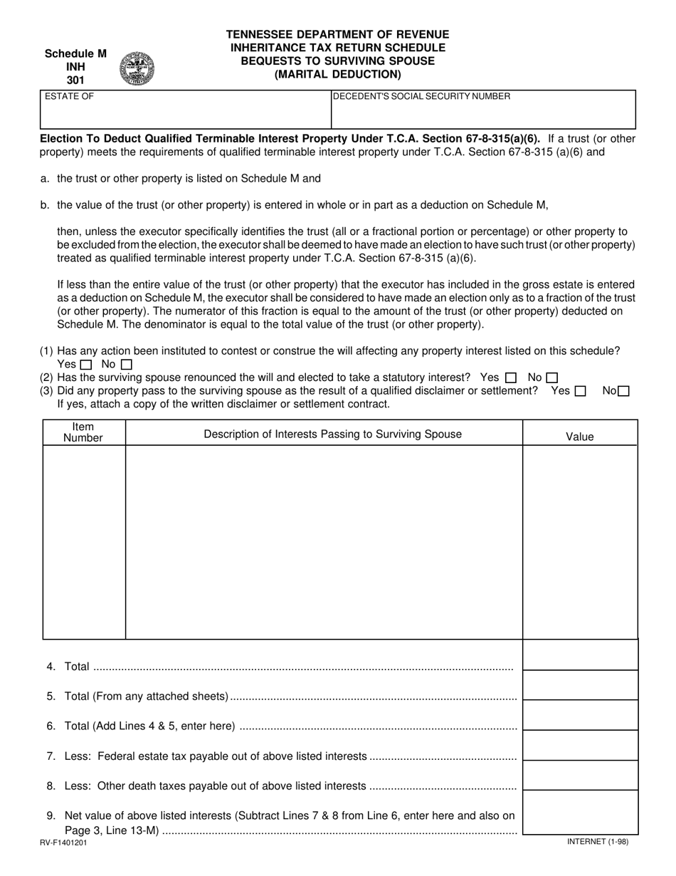 Form RV-F24 (INH24) Schedule M Download Printable PDF or With Regard To Bequest Letter Template