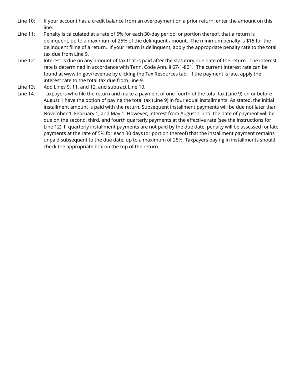Form GRO209 (RV-R0003901) Gross Receipts Tax Return - Gas, Water, Electric Power, and Light Companies - Tennessee, Page 3