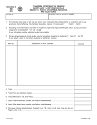 Document preview: Form RV-F1401301 (INH301) Schedule O Inheritance Tax Return Schedule - Bequests: Public, Charitable, Religious, and Educational - Tennessee
