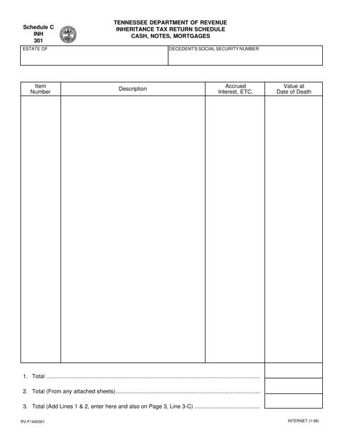 Form RV-F1400301 (INH301) Schedule C  Printable Pdf