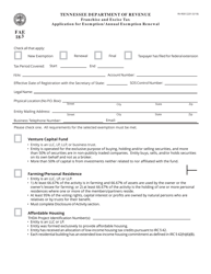 Form RV-R0012201 (FAE183) Application for Exemption/Annual Exemption Renewal - Tennessee