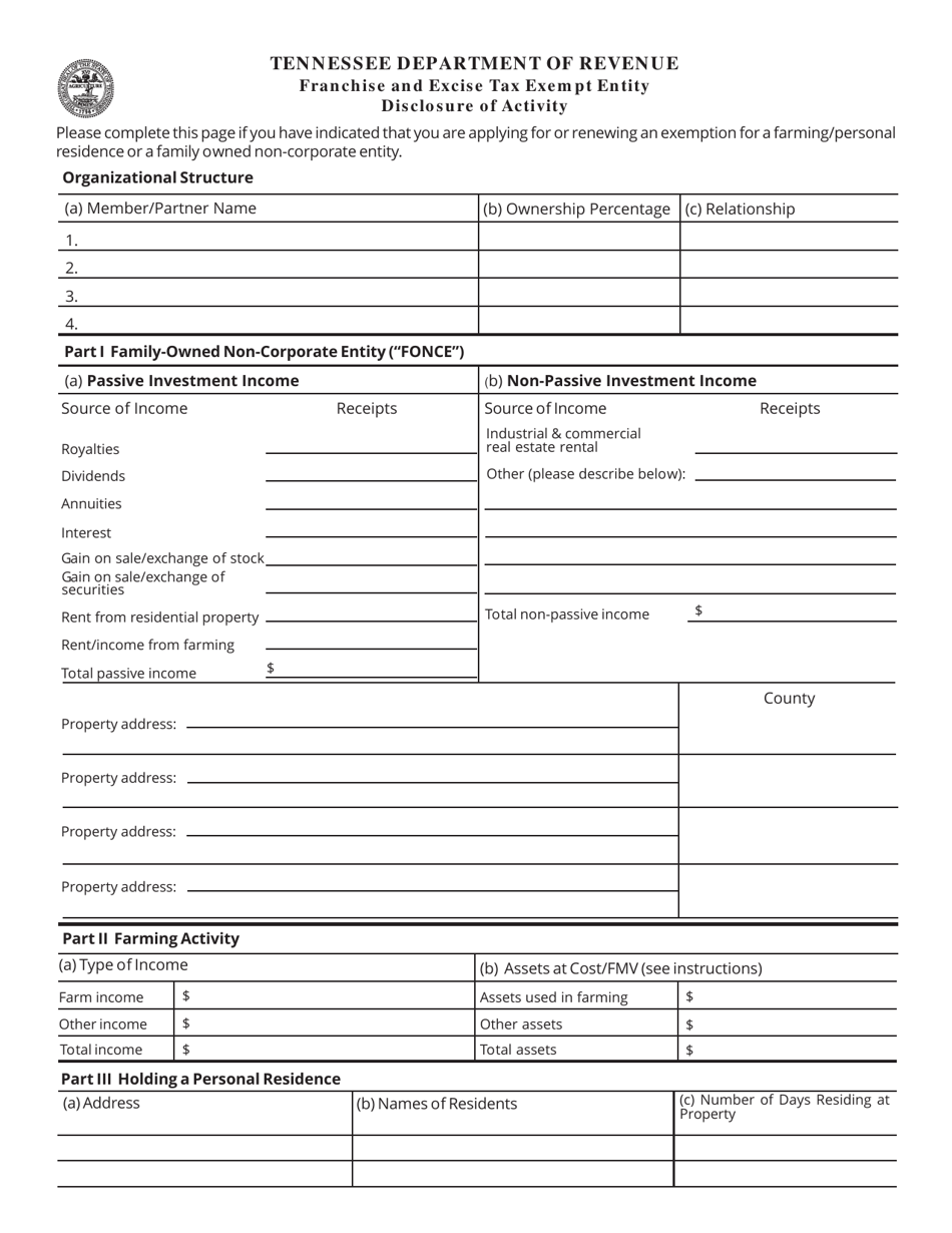 Form RV-R0012201 (FAE183) Application for Exemption / Annual Exemption Renewal - Tennessee, Page 3