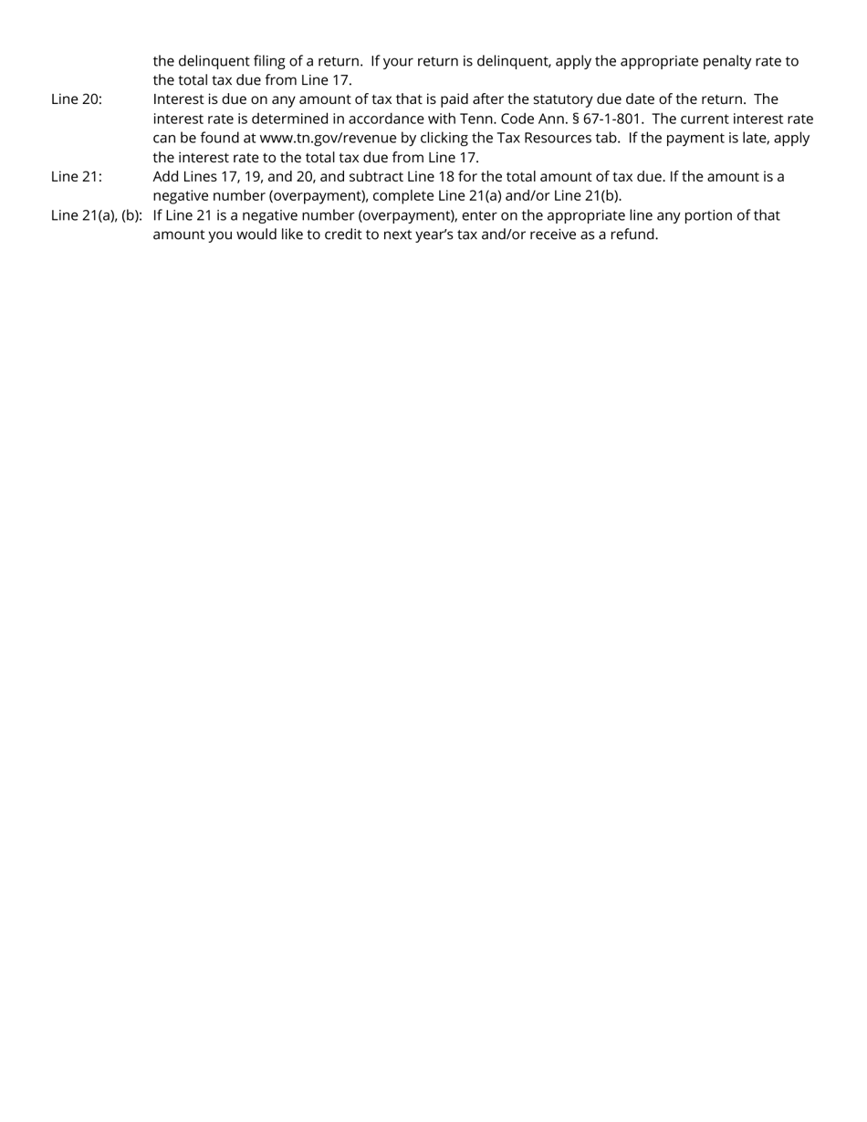 Form RV-R0006201 (FAE176) Investment Company Special Privilege Tax Return - Tennessee, Page 3
