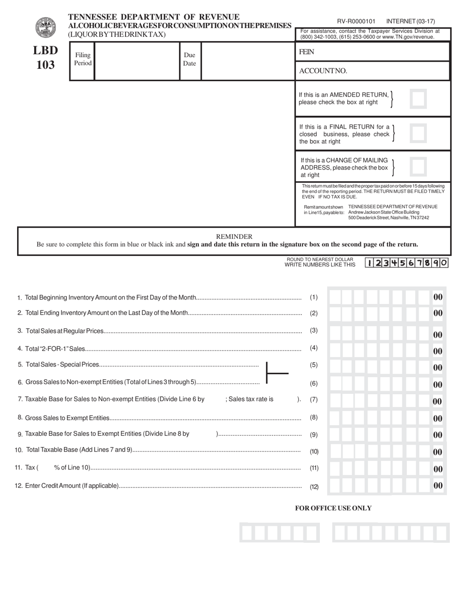 Form LBD103 (RVR0000101) Download Printable PDF or Fill Online