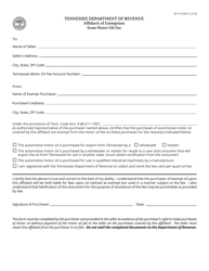 Document preview: Form RV-F1319901 Affidavit of Exemption From Motor Oil Fee - Tennessee
