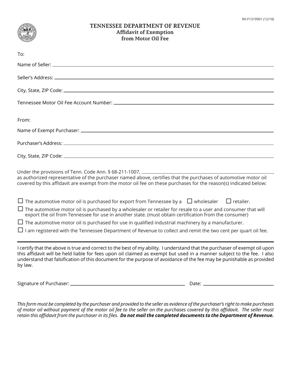 Form RV-F1319901 - Fill Out, Sign Online and Download Printable PDF ...