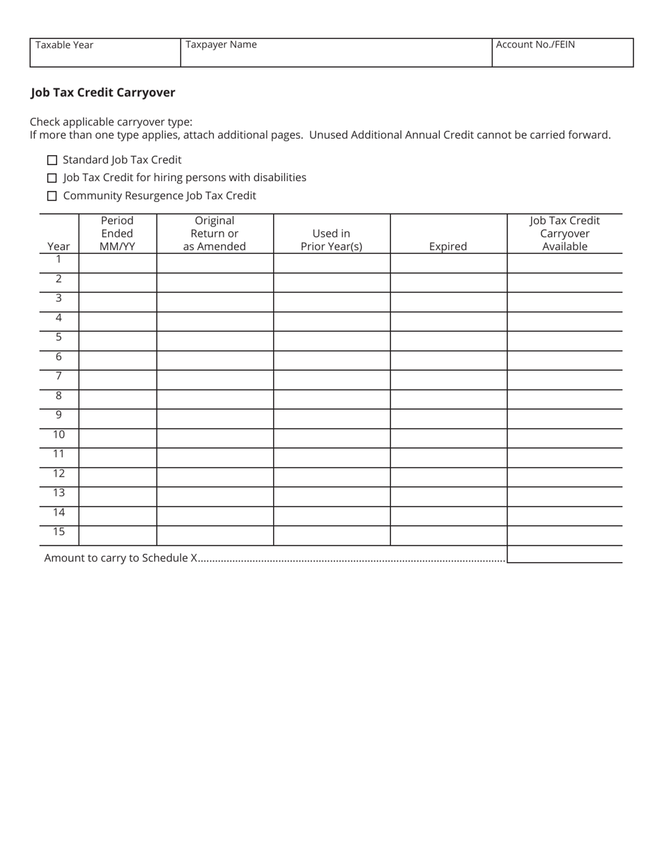 Form RV-F1402401 Schedule X Franchise and Excise Tax Job Credit Computation - Tennessee, Page 3