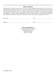 Form RV-F1303201 Application for Pollution Control Sales and Use Tax Exemption - Tennessee, Page 2