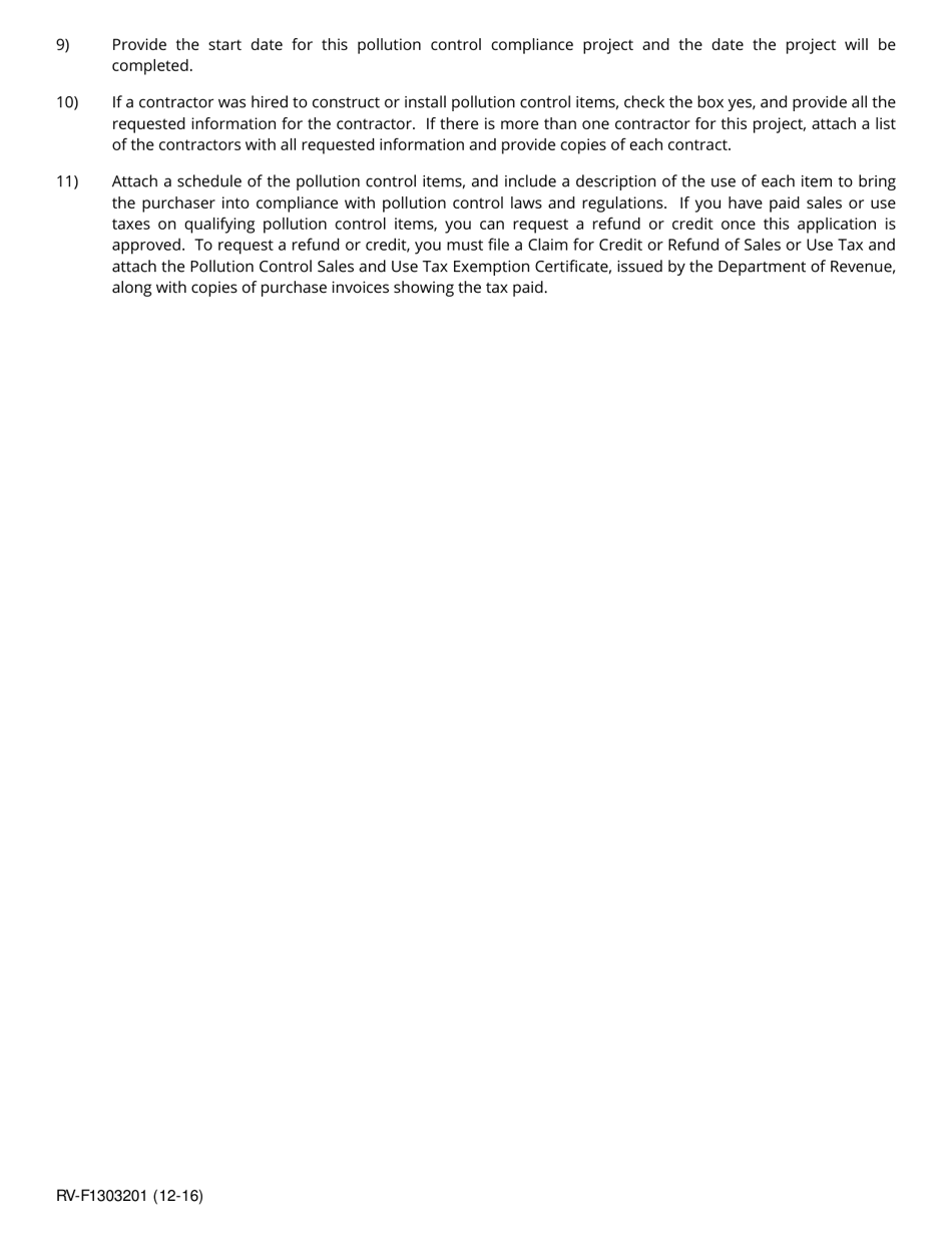 Form RV-F1303201 Application for Pollution Control Sales and Use Tax Exemption - Tennessee, Page 4