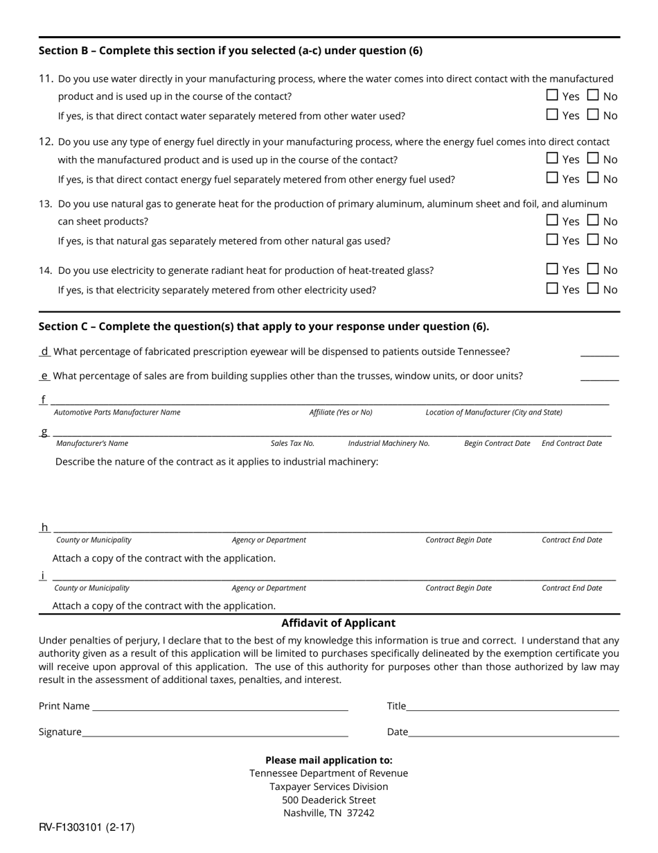 Form RV-F1303101 - Fill Out, Sign Online and Download Fillable PDF ...