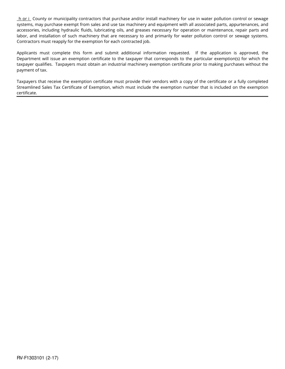 Form RV-F1303101 Application for Industrial Machinery, Energy Fuels and Water Sales and Use Tax Exemption - Tennessee, Page 4
