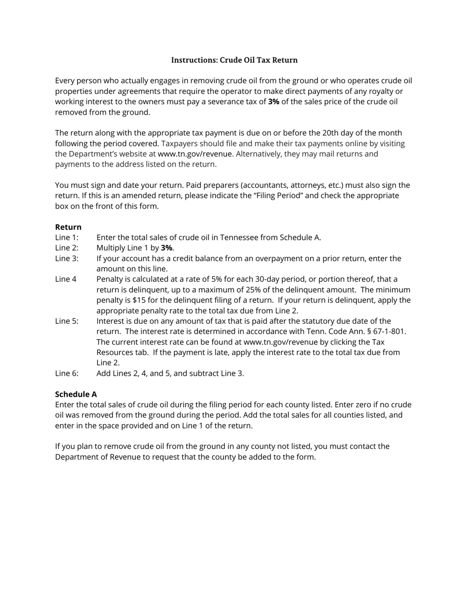 Form SEV500 (RV-R0007001) Crude Oil Tax Return - Tennessee, Page 3