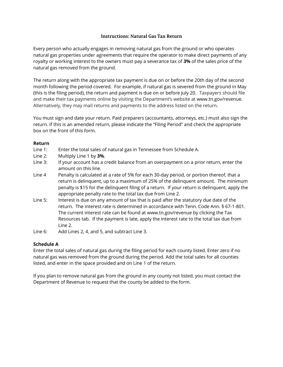 Form SEV505 (RV-R00090) Natural Gas Tax Return - Tennessee, Page 3