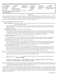 Form TOB555 (RV-R0010501) Application for Tobacco License - Tennessee, Page 2