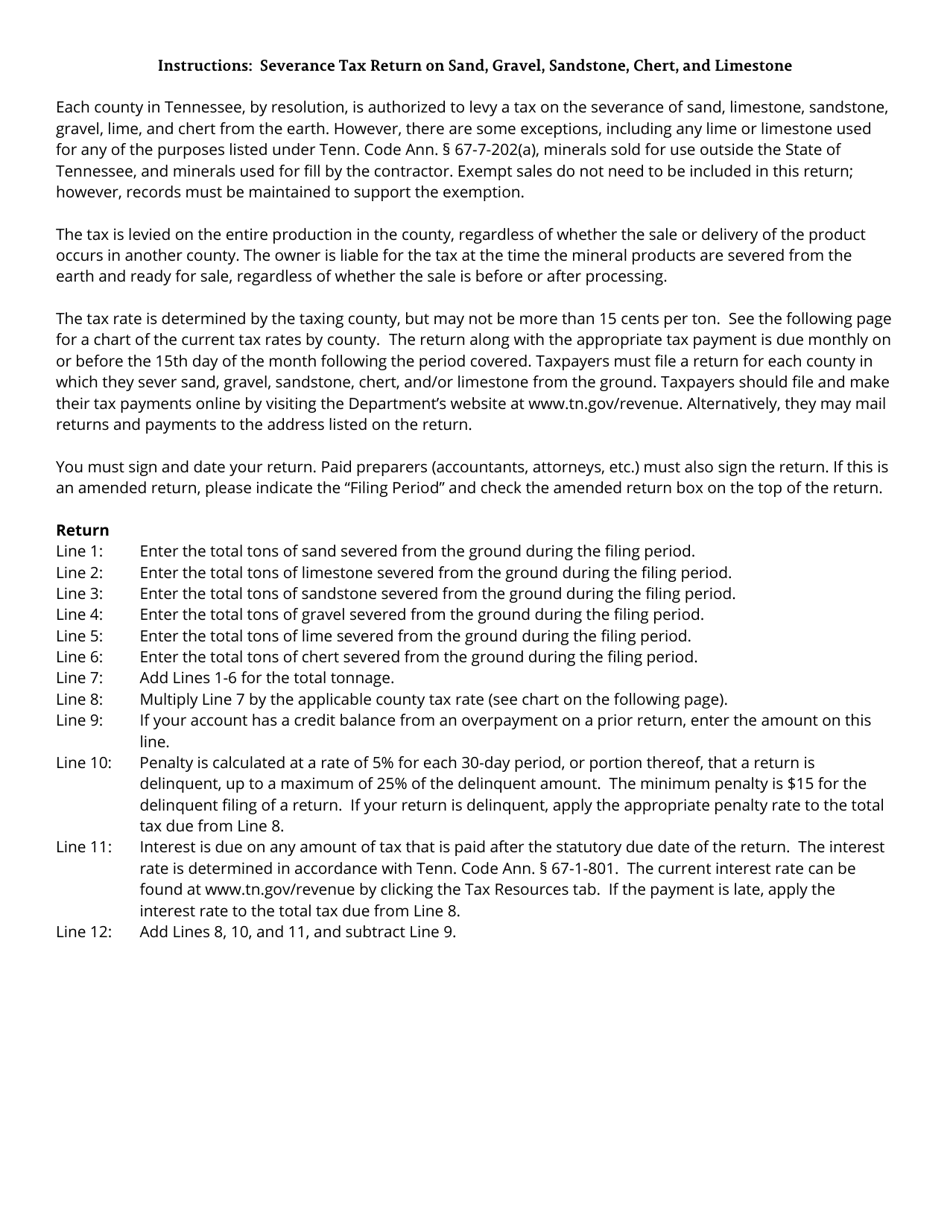 Form SEV502 (RV-R0002101) Severance Tax Return on Sand, Gravel Sandstone, Chert, and Limestone - Tennessee, Page 2