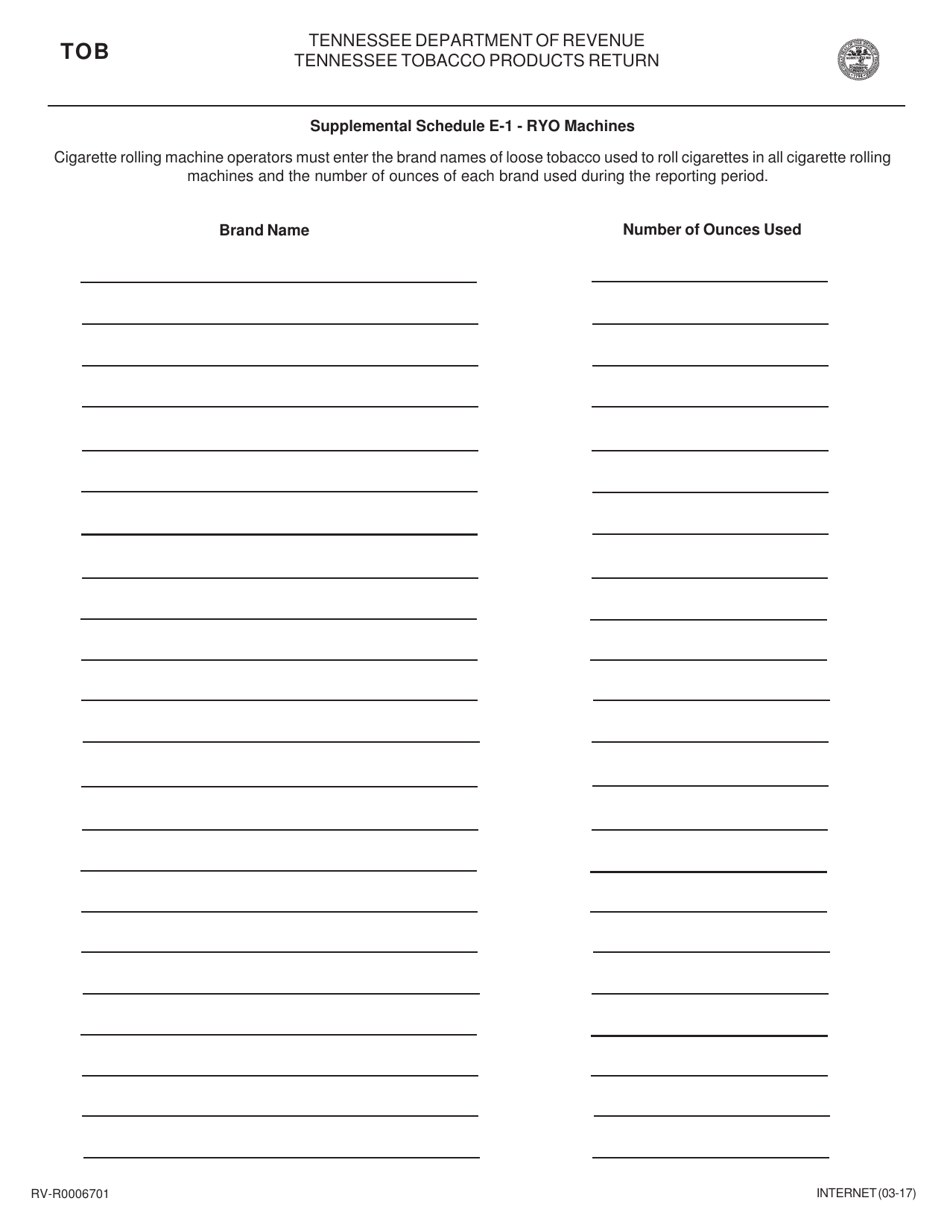 Form TOB552 (RV-R0006701) Tennessee Tobacco Products Return - Tennessee, Page 3