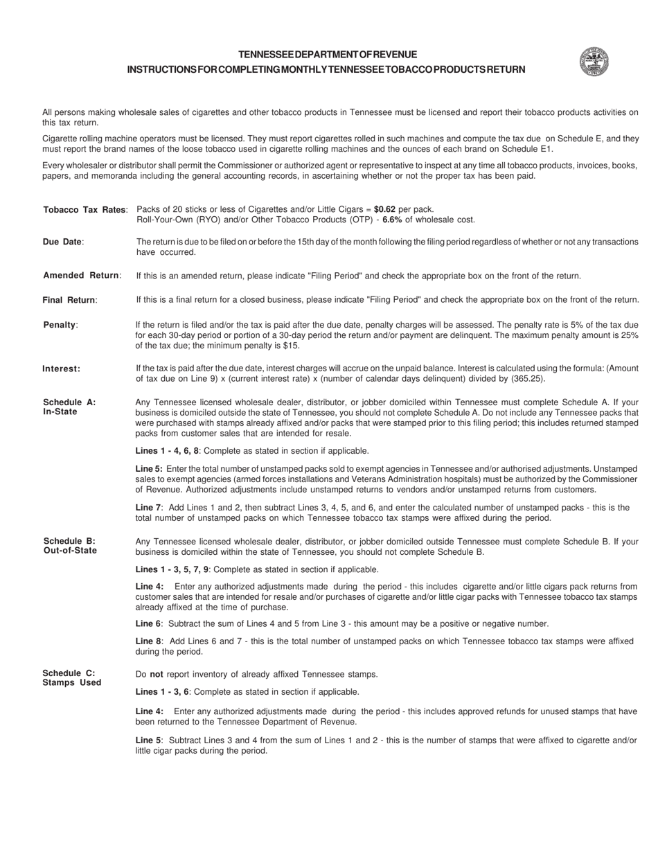 Form TOB552 (RV-R0006701) Tennessee Tobacco Products Return - Tennessee, Page 4