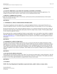 Instructions for Form PA-401 Application for Commercial Pesticide Applicator License - Texas, Page 2