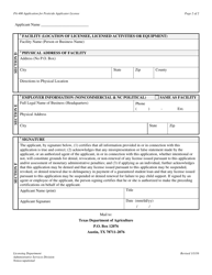 Form PA-400N Application for Pesticide Applicator License - Texas, Page 2