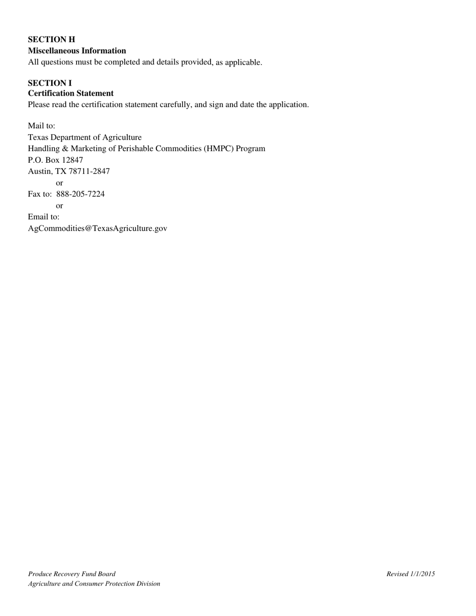 Application for Produce Recovery Fund Board Member - Texas, Page 7