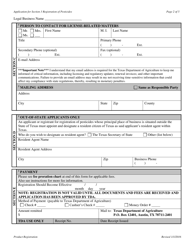 Form PR-200 Application for Section 3 Registration of Pesticides - Texas, Page 2