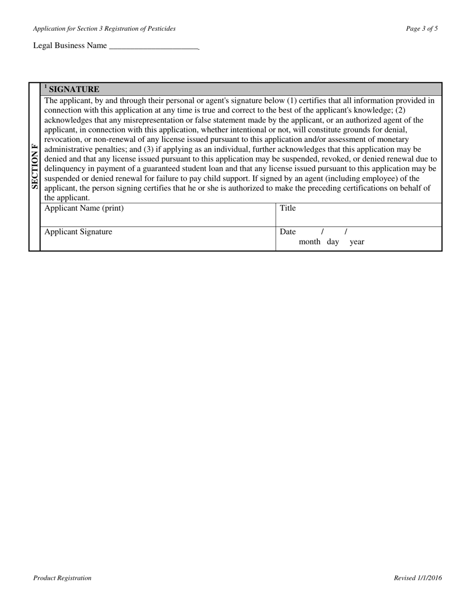 Form PR-200 Application for Section 3 Registration of Pesticides - Texas, Page 3