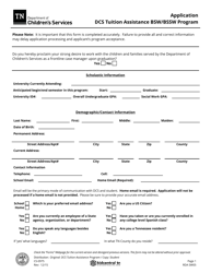 Document preview: Form CS-0975 Application - Dcs Tuition Assistance Bsw/Bssw Program - Tennessee