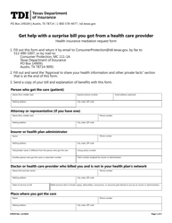 Document preview: Form CP029 Health Insurance Mediation Request Form - Texas