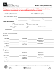Form CS-0961 &quot;Foster Family Home Study&quot; - Tennessee