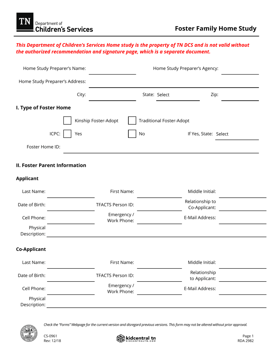 Form CS0961 Fill Out, Sign Online and Download Fillable PDF