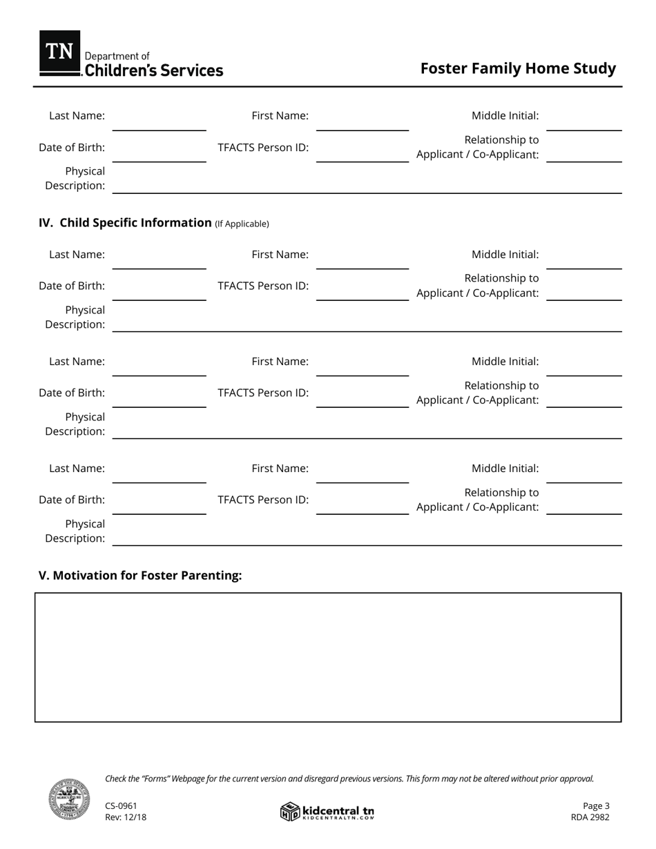 Form CS-0961 - Fill Out, Sign Online and Download Fillable PDF ...