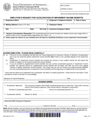 Document preview: Form DWC046 Employee's Request for Acceleration of Impairment Income Benefits - Texas