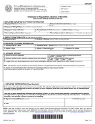 Document preview: Form DWC047 Employee's Request for Advance of Benefits - Texas