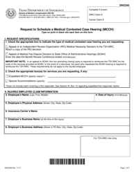Document preview: Form DWC049 Request to Schedule a Medical Contested Case Hearing (Mcch) - Texas