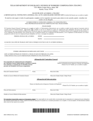 Document preview: Formulario DWC81S Acuerdo Entre El Contratista General Y El Subcontratista Para Proporcionar Seguro De Compesacion Para Trabajadores - Texas (Spanish)