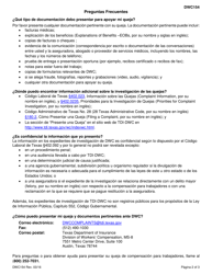 Formulario DWC154 Formulario De Queja De Compensacion Para Trabajadores - Texas (Spanish), Page 2