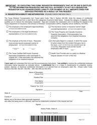 Form DWC153 Request for Copies of Confidential Claimant Information - Texas, Page 2