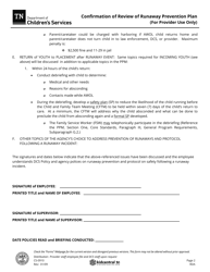 Form CS-0910 Confirmation of Review of Runaway Prevention Plan - Tennessee, Page 2