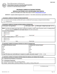Form DWC EDI-02 Insurance Carrier or Trading Partner Medical Electronic Data Interchange (Edi) Profile - Texas