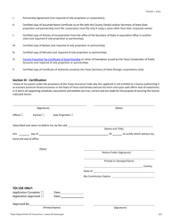 Form PF1 Premium Finance Company License Application - Texas, Page 2