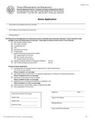 Document preview: Form FIN300 Company Name Application - Texas