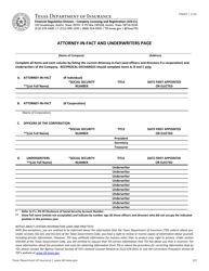 Document preview: Form FIN307 Attorney-In-fact and Underwriters Page - Texas