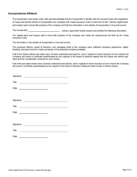 Form FIN322 Articles of Incorporation for a Texas Domestic P&amp;c Company - Texas, Page 3