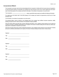 Form FIN323 Articles of Incorporation for a Texas Domestic Life, Health and Accident Company - Texas, Page 3
