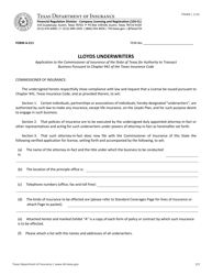 Form A-211 (FIN369) Lloyds Underwriters - Texas