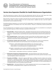 Form FIN361 Service Area Expansion Checklist for Health Maintenance Organizations - Texas
